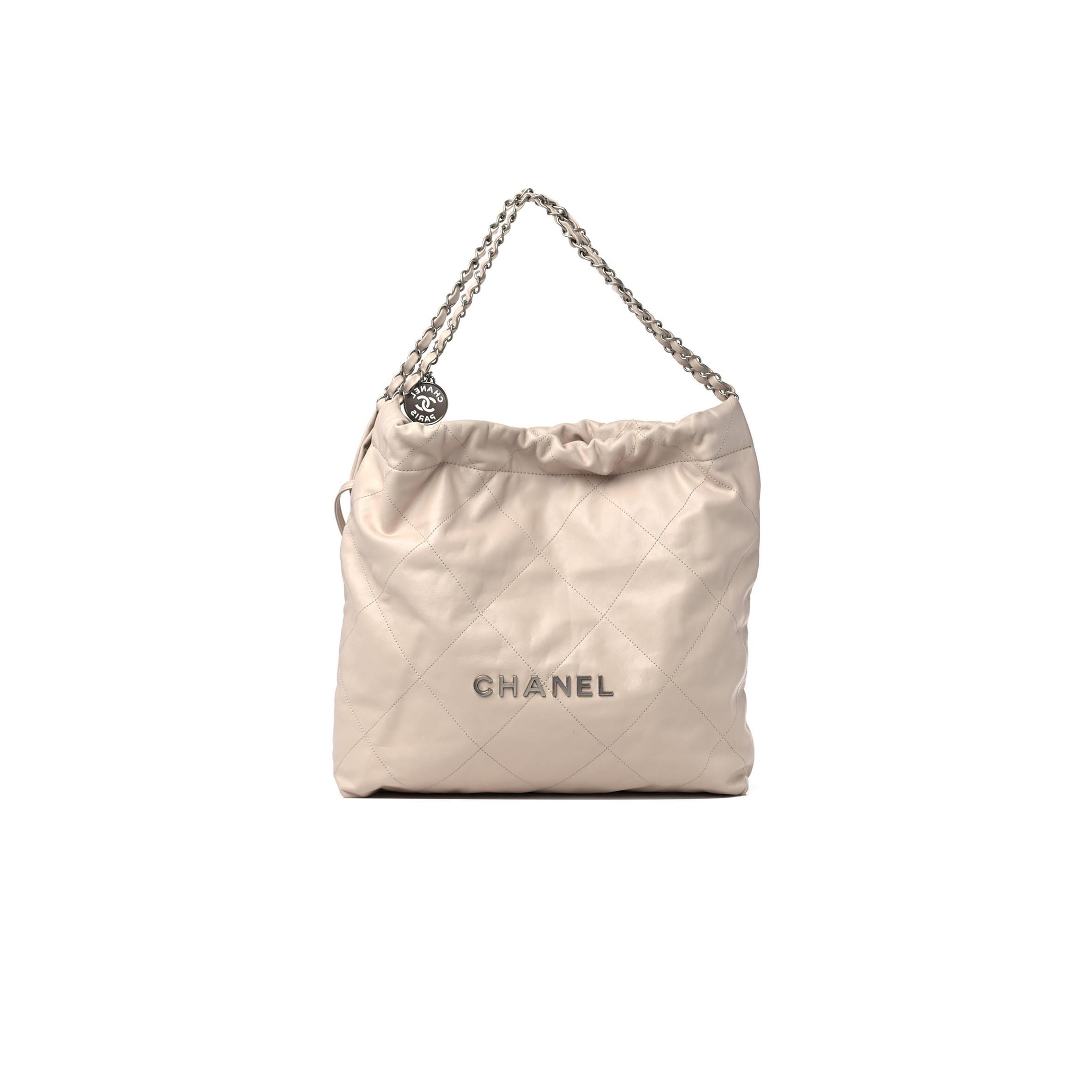 CHANEL MASTER MEDIUM 22 QUILTED SHINY CALFSKIN LIGHT BEIGE (42*39*8cm) 